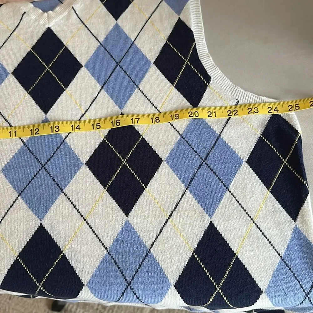 Polo Golf Ralph Lauren Argyle Sweater Vest Men's XL Blue/White Diamond Knit